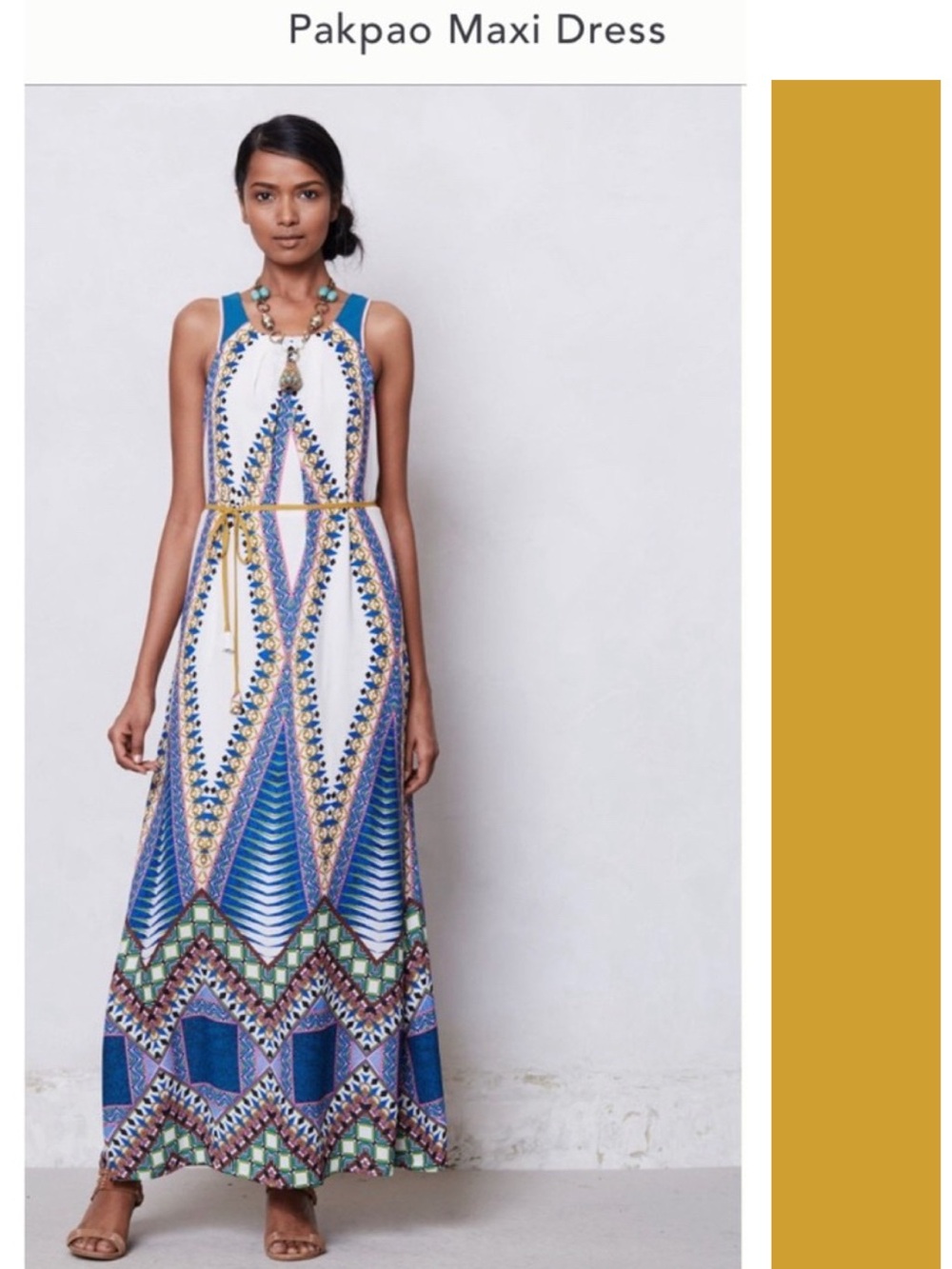 Anthropologie Maeve Pakpao Tribal Print Maxi Dress Size 4 Boho Chic Resortwear